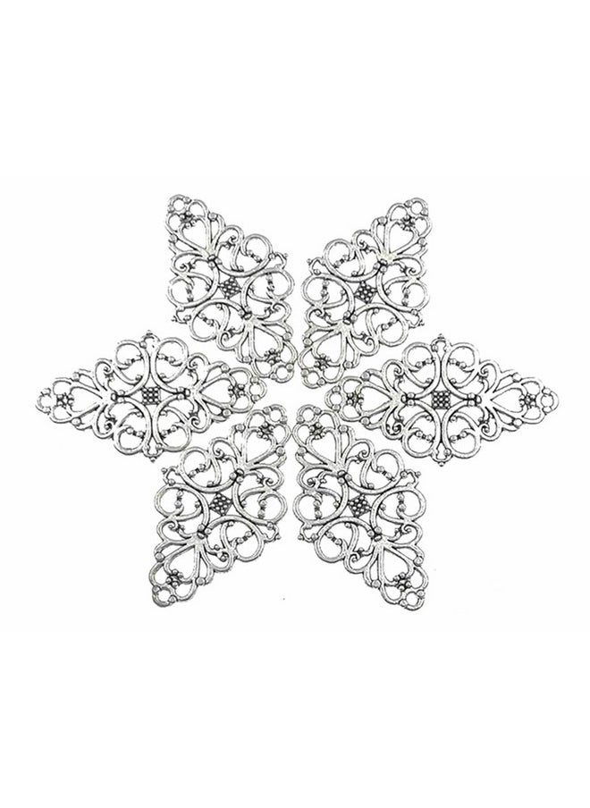ALIMITOPIA 40Pcs Filigree Flower Plate Charms,Hollowed-Out Rhombic Pendant Connector For Diy Jewelry Making Wrapping Accessories (Antique Silver Tone)  - Image 2