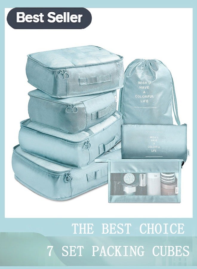Arabest 7-Piece Travel Organizer Set - Waterproof Packing Cubes with Compression Bags & Zippered Storage | Reusable Luggage Organizer for Suitcases, Clothes & Travel Accessories - Image 1