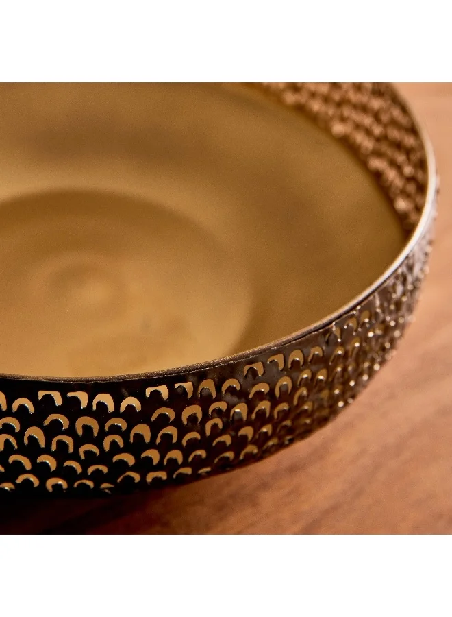 Home Box Corlie Metal Peacock Cutwork Bowl 23 x 23 x 6 cm