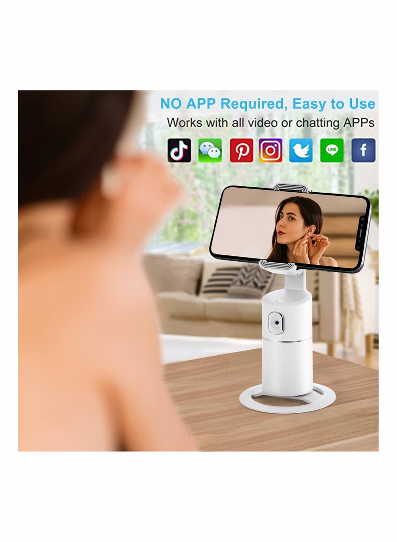 SYOSI Auto Tracking Tripod, Face Tracking Phone Holder 360 Tripod Phone Camera Mount, Selfie Stick No App, Battery Operated Smart Holder for Live Vlog Shooting White - Image 3