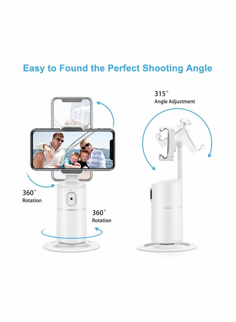 SYOSI Auto Tracking Tripod, Face Tracking Phone Holder 360 Tripod Phone Camera Mount, Selfie Stick No App, Battery Operated Smart Holder for Live Vlog Shooting White - Image 4
