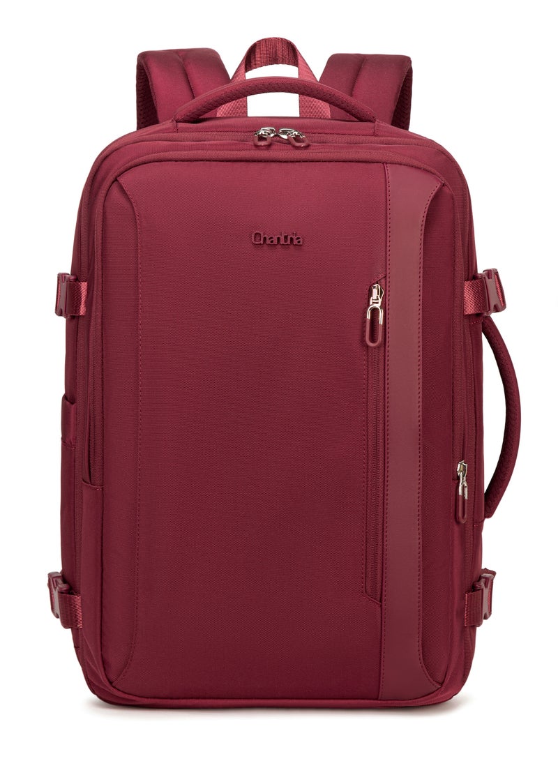 Chantria Expandable Laptop Backpack for Women Water Resistant Multifunctional Anti-Theft Backpack with 180° Opening and Water-Proof Compartment, Burgundy - Image 1