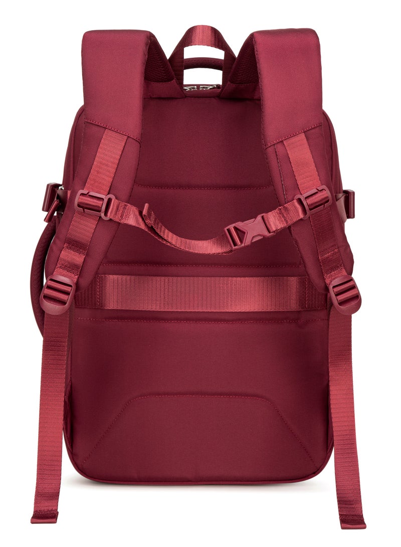 Chantria Expandable Laptop Backpack for Women Water Resistant Multifunctional Anti-Theft Backpack with 180° Opening and Water-Proof Compartment, Burgundy - Image 3