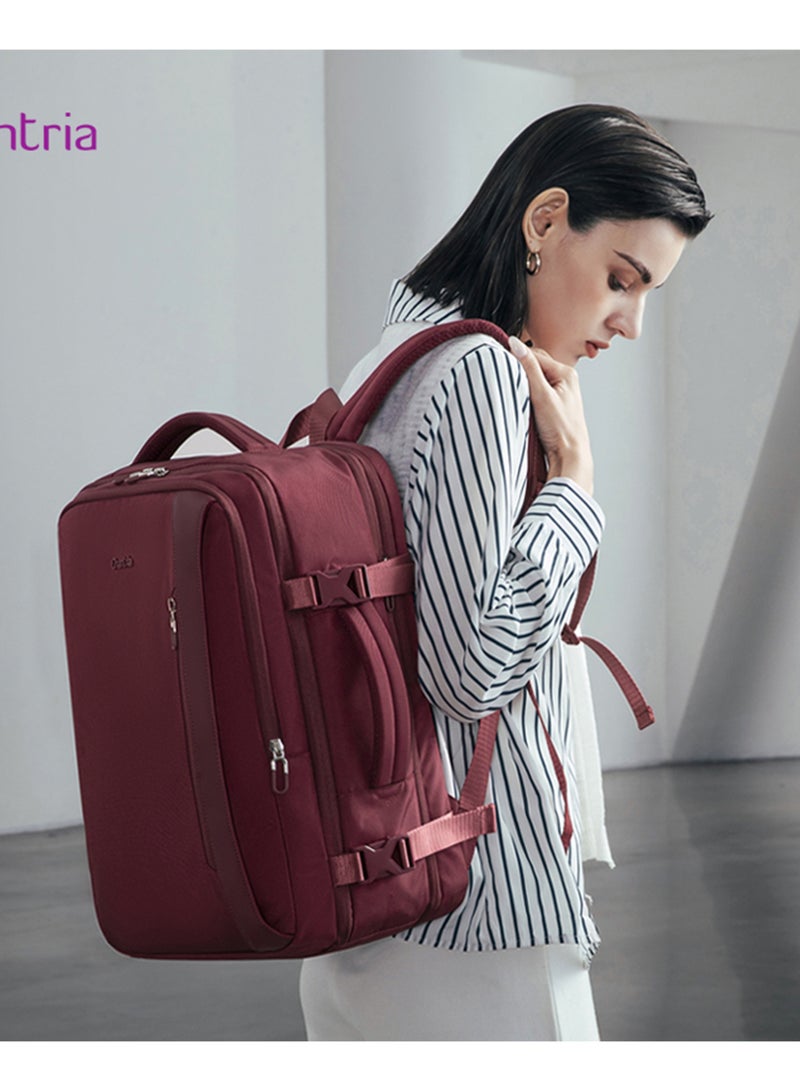 Chantria Expandable Laptop Backpack for Women Water Resistant Multifunctional Anti-Theft Backpack with 180° Opening and Water-Proof Compartment, Burgundy - Image 5