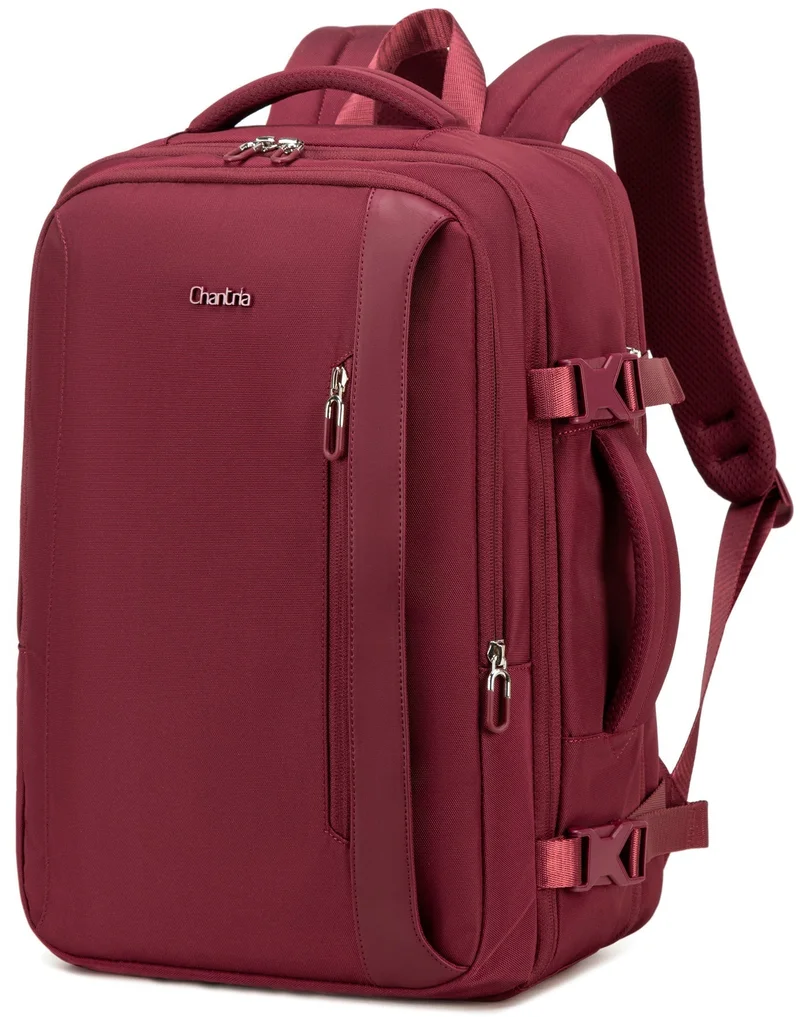 Chantria Expandable Laptop Backpack for Women Water Resistant Multifunctional Anti-Theft Backpack with 180Â° Opening and Water-Proof Compartment, CB00617, Burgundy