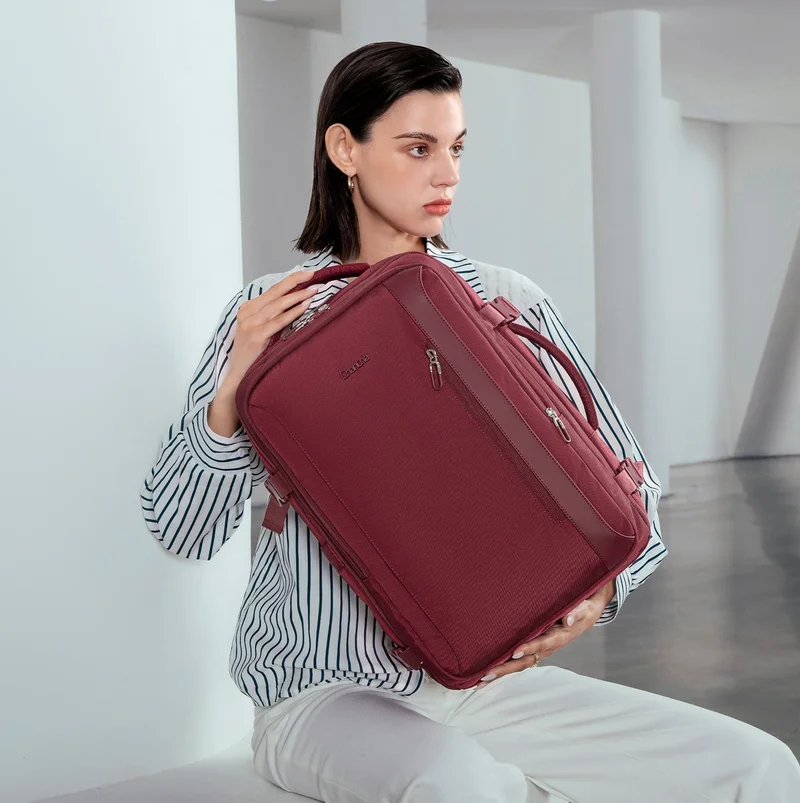 Chantria Expandable Laptop Backpack for Women Water Resistant Multifunctional Anti-Theft Backpack with 180Â° Opening and Water-Proof Compartment, CB00617, Burgundy