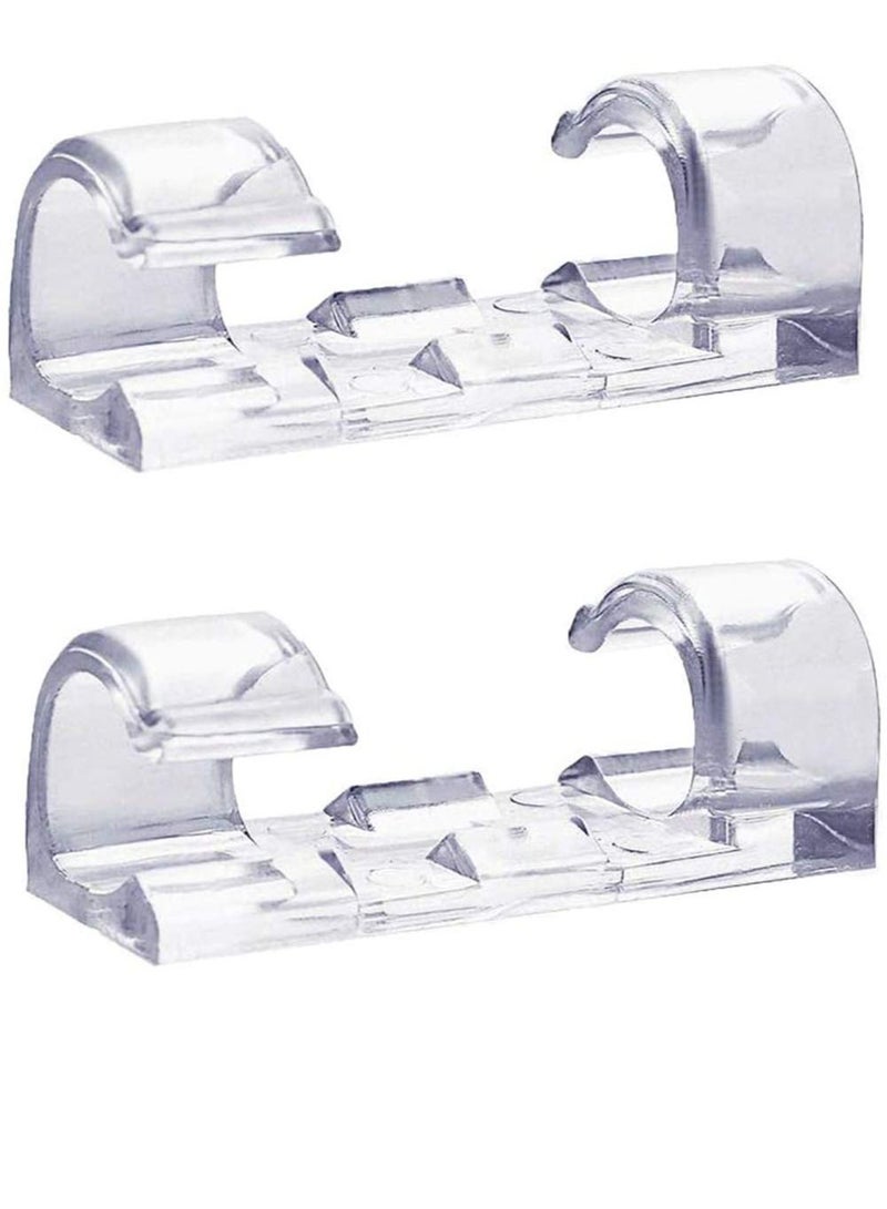 DELFINO Adhesive Cable Clips Wire, 60Pcs Clips Management, Plastic Cable Organizer Clear Cable Cord Holder Drop Cable Cramp for Office, Stage, Outdoor Scene, Car and Home (Small) - Image 1