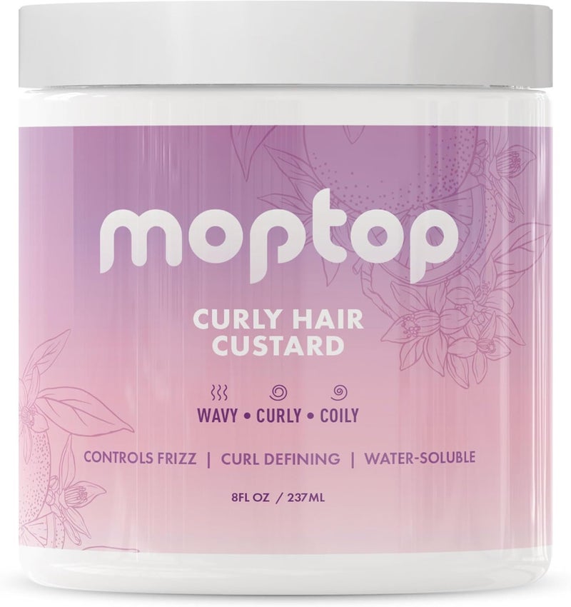 MopTop Curly Hair Custard - Lightweight Gel for Moisturizing and Defining Curls, 8oz - Image 1