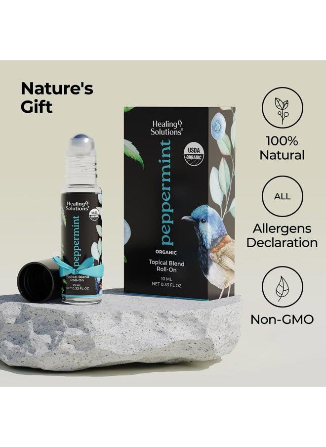 Healing Solutions (2 Pack) USDA Certified Organic Peppermint Essential Oil Roll-On Set for Body & Skin Care - Peppermint Essential Oil Roller  - Image 5