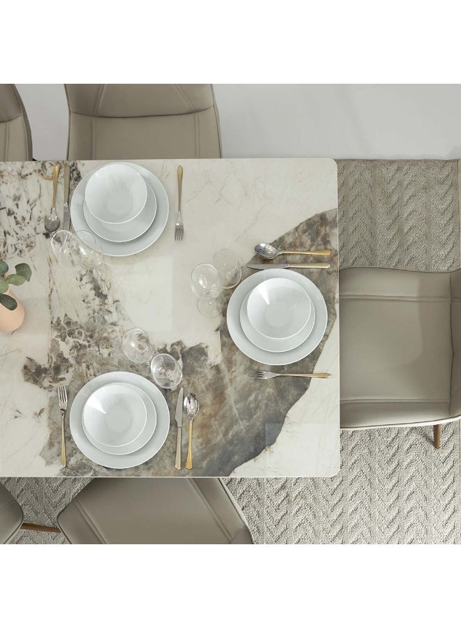 ROYAL FURNITURE Stone Wave Dining Set, 6-Seater, Beige - Image 4