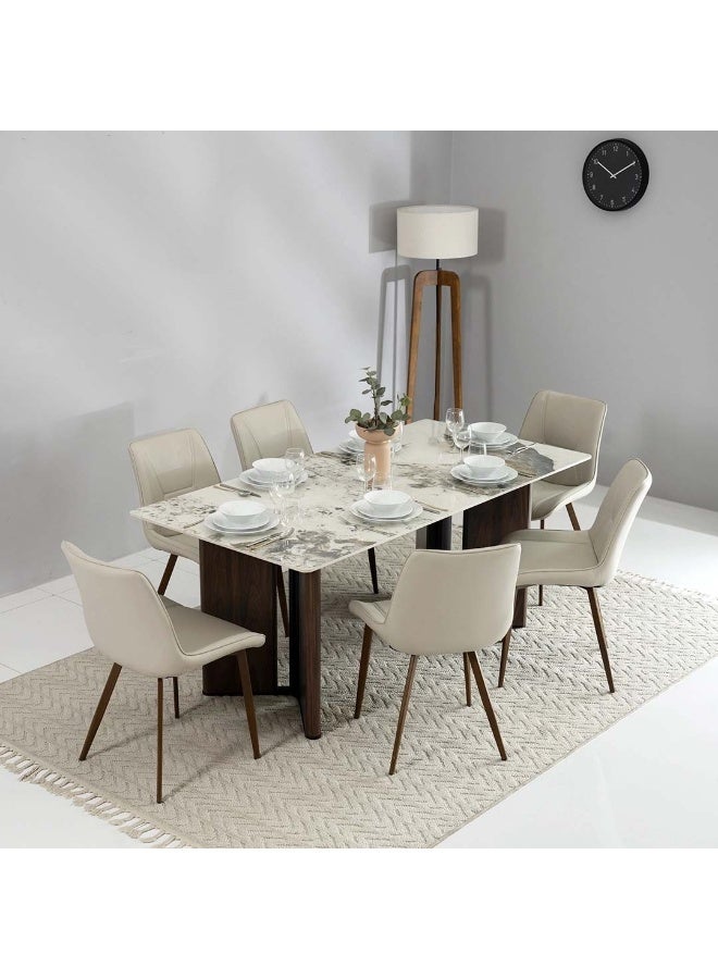 ROYAL FURNITURE Stone Wave Dining Set, 6-Seater, Beige - Image 1