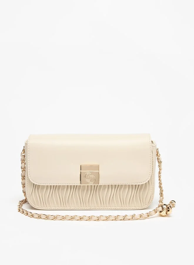 Celeste Women Pleated Crossbody Bag with Chain Strap and Button Closure