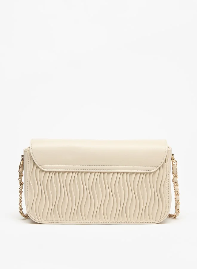 Celeste Women Pleated Crossbody Bag with Chain Strap and Button Closure