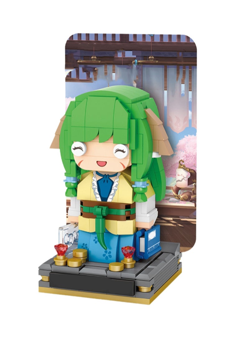 294pcs Green Hair Girl Character Model Set Building Blocks Creative Diy Simulation Collection Building Assembly Children'S Toy Home Decoration - Image 1