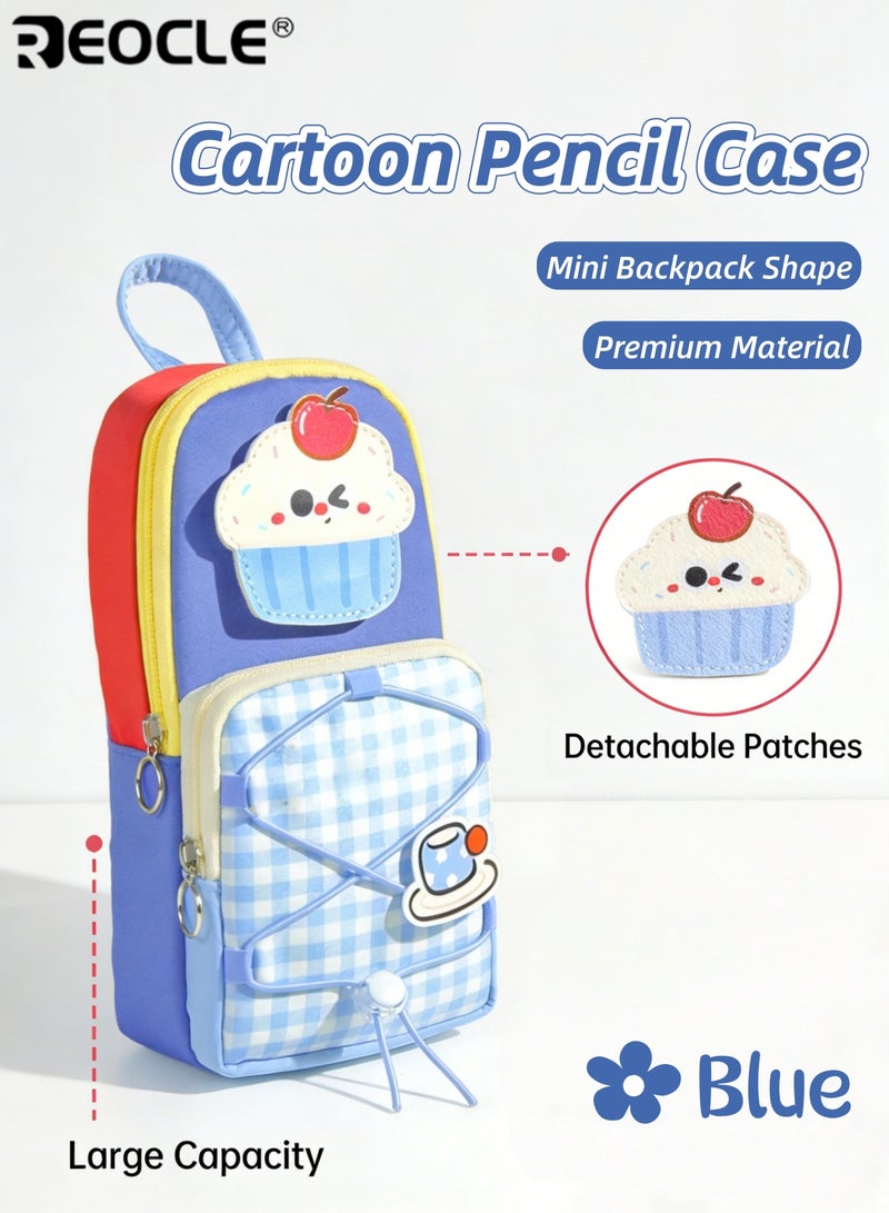 ريوكل حافظة أقلام رصاص عمودية بتصميم حقيبة أقلام للأطفال مع تفاصيل متعددة الديكورات ومساحة تخزين عملية ملحق منظم أنيق للقرطاسية اليومية وأغراض المكتب الصغيرة - Image 1