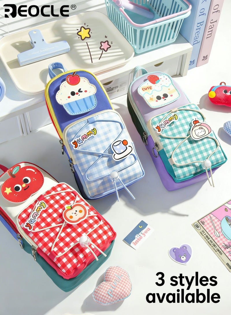 ريوكل حافظة أقلام رصاص عمودية بتصميم حقيبة أقلام للأطفال مع تفاصيل متعددة الديكورات ومساحة تخزين عملية ملحق منظم أنيق للقرطاسية اليومية وأغراض المكتب الصغيرة - Image 3