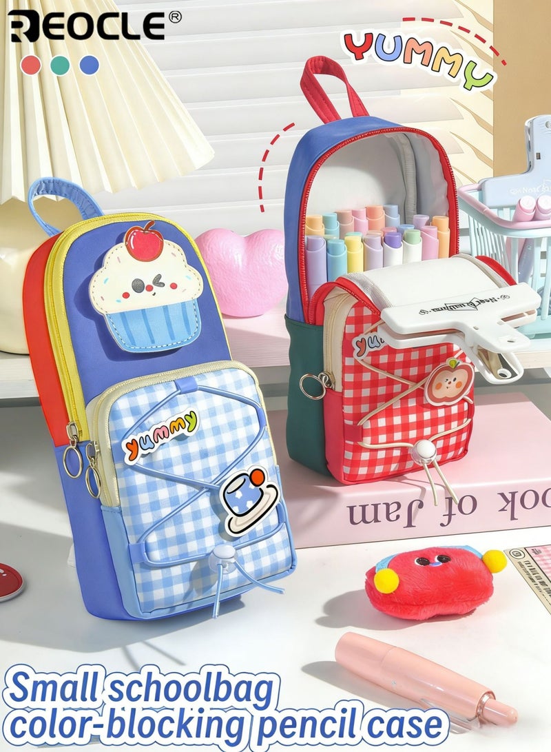 ريوكل حافظة أقلام رصاص عمودية بتصميم حقيبة أقلام للأطفال مع تفاصيل متعددة الديكورات ومساحة تخزين عملية ملحق منظم أنيق للقرطاسية اليومية وأغراض المكتب الصغيرة - Image 2