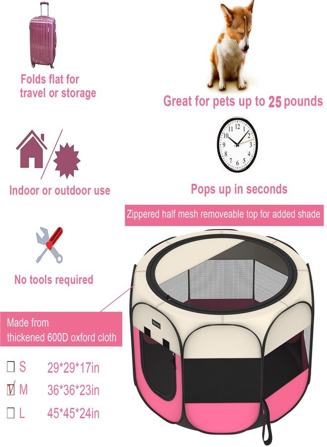 HEPEENG Portable Pet Puppy Dog Cat Playpen, 8-Panel Indoor/Outdoor Puppy Pen with Shade Cover & Travel Bag - Waterproof Dog Cat Tent - Image 2