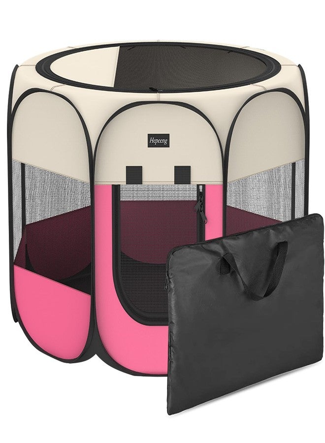 HEPEENG Portable Pet Puppy Dog Cat Playpen, 8-Panel Indoor/Outdoor Puppy Pen with Shade Cover & Travel Bag - Waterproof Dog Cat Tent - Image 1
