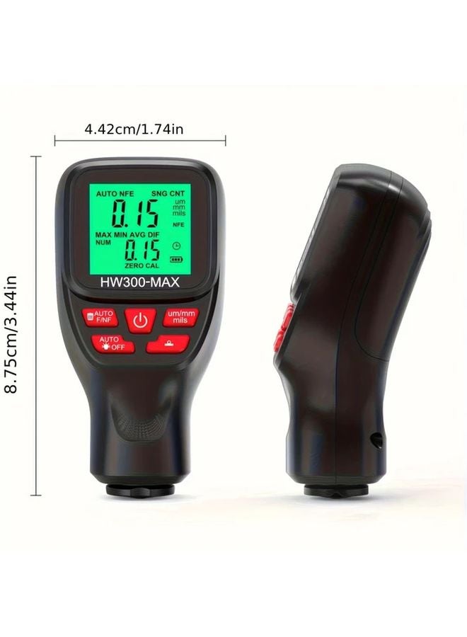 Black HW300 MAX Car Coating Thickness Gauge 0 2000µm Digital Paint Film Tester - Image 3