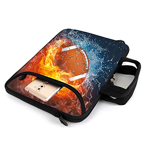 AMARY 13-13.3inch laptop sleeve chromebook case adjustable shoulder strap with handle accessory pocket for men women (Football) - Image 5