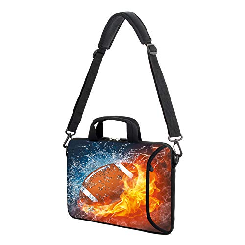 AMARY 13-13.3inch laptop sleeve chromebook case adjustable shoulder strap with handle accessory pocket for men women (Football) - Image 4