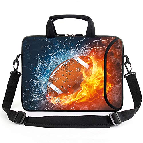 AMARY 13-13.3inch laptop sleeve chromebook case adjustable shoulder strap with handle accessory pocket for men women (Football) - Image 1