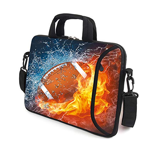 AMARY 13-13.3inch laptop sleeve chromebook case adjustable shoulder strap with handle accessory pocket for men women (Football) - Image 3