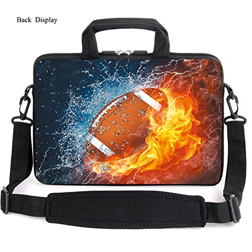AMARY 13-13.3inch laptop sleeve chromebook case adjustable shoulder strap with handle accessory pocket for men women (Football) - Image 2