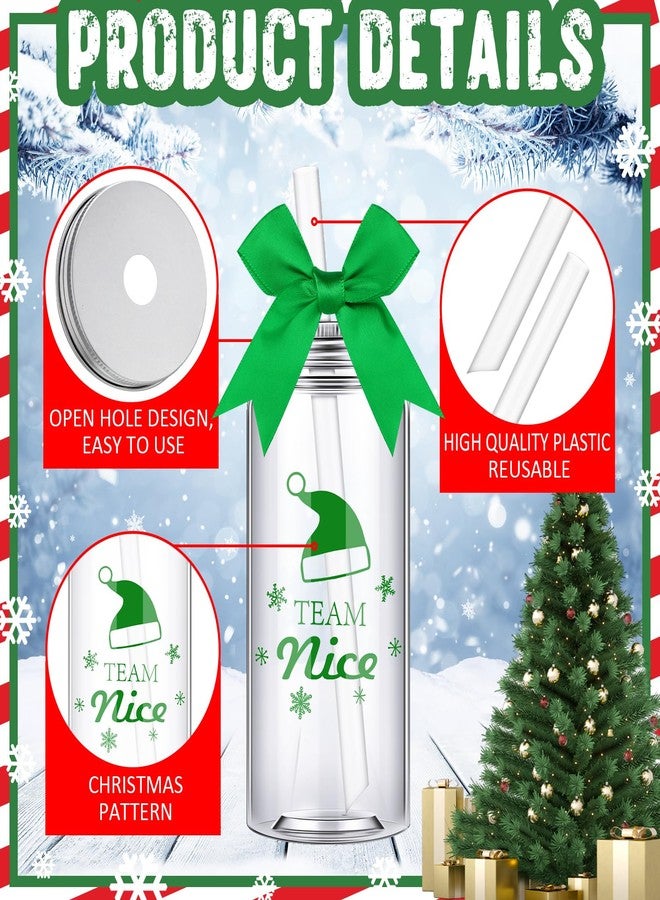 Jingmore 24 Pcs Christmas Reusable Cup with 24 Bow Bulk 13.5 oz Plastic Mason Jars with Lids and Straws Coffee Tea Hot Cocoa Beverage Tumbler Adults Drinking Cup for Xmas Party Favor Holiday Supplies Red Green - Image 3