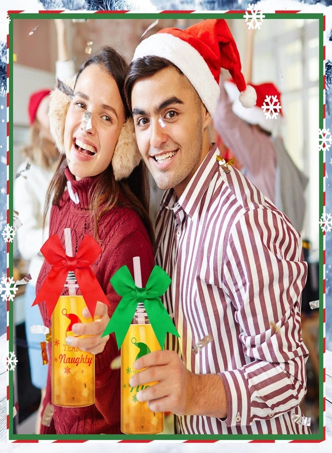 Jingmore 24 Pcs Christmas Reusable Cup with 24 Bow Bulk 13.5 oz Plastic Mason Jars with Lids and Straws Coffee Tea Hot Cocoa Beverage Tumbler Adults Drinking Cup for Xmas Party Favor Holiday Supplies Red Green - Image 5
