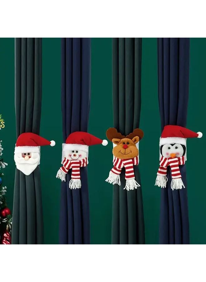 Penguin Bohemian Christmas Curtain Tie Backs Santa Reindeer Dolls Snowflake Tassels - Image 2