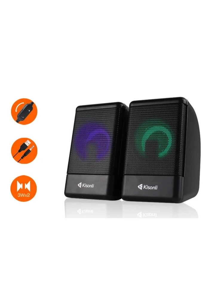 Kisonli L-8080 Wired Multimedia Speaker – Compact Design with LED Lighting  - Image 3
