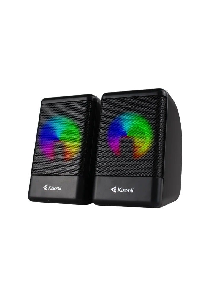 Kisonli L-8080 Wired Multimedia Speaker – Compact Design with LED Lighting  - Image 1