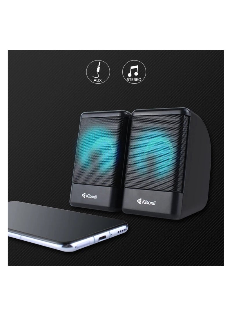 Kisonli L-8080 Wired Multimedia Speaker – Compact Design with LED Lighting  - Image 5