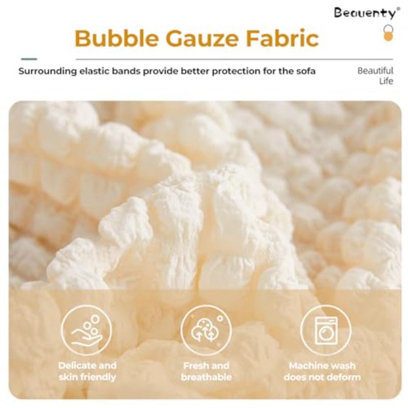 Strechable Sofa Cover L Shape Sofa Cover 1234 Seater Full Cover Washable Breathable Couch Cover White, 2 seater (145-185cm ) - Image 5