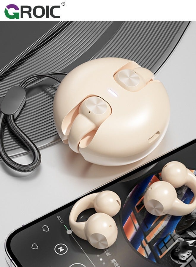 GROIC Open Ear Headphones Clip On Mini Earbuds Bluetooth 5.3 Wireless 24 Hours Playtime Sports Bone Conduction for Workout Driving Walking with iPhone Android  - Image 1