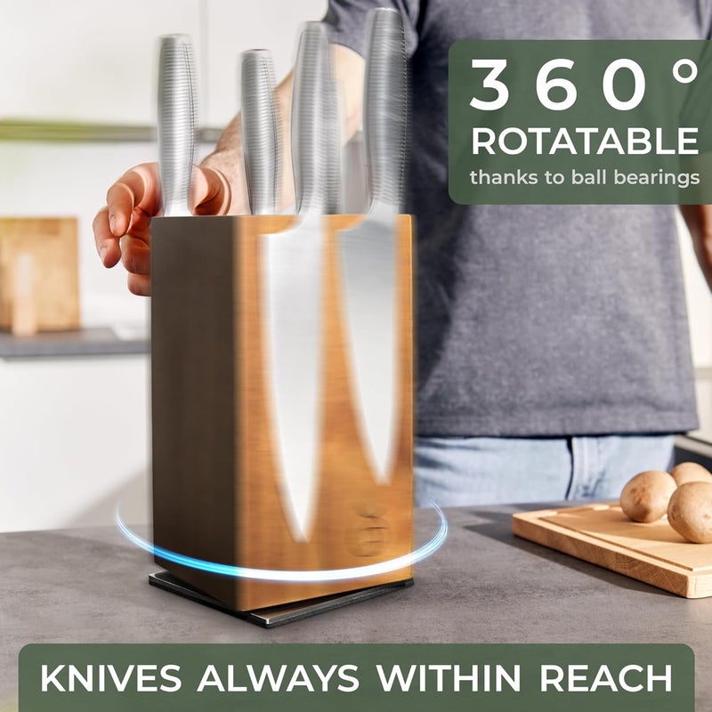 WALDWERK Magnetic Knife Holder Made of Acacia Wood - 360 degree rotatable Knife Block Without Knives - Knife Block - Knife Holder - Image 2
