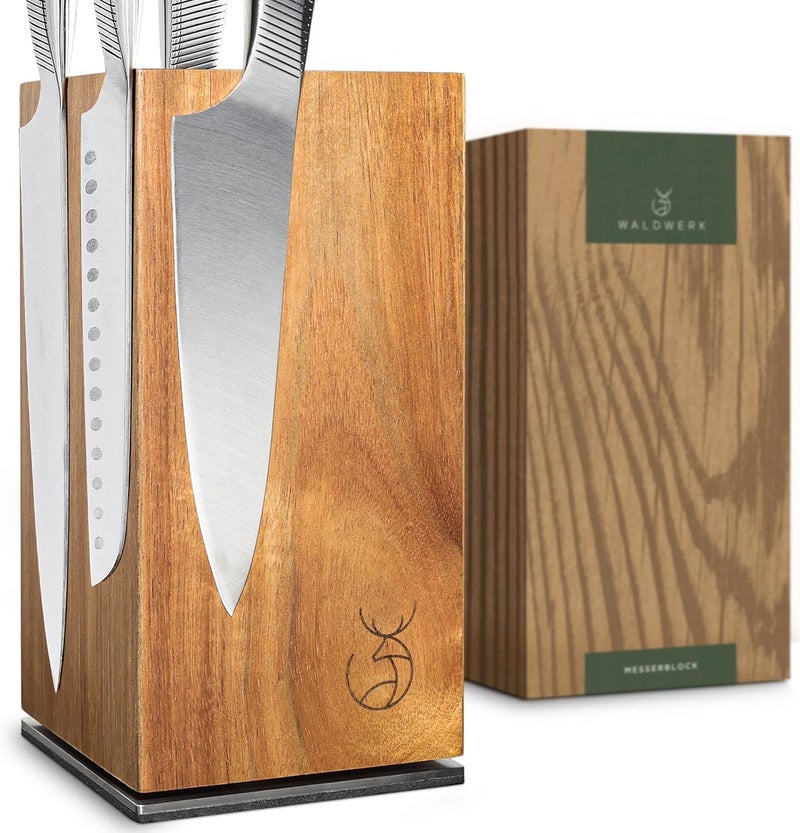 WALDWERK Magnetic Knife Holder Made of Acacia Wood - 360 degree rotatable Knife Block Without Knives - Knife Block - Knife Holder - Image 1