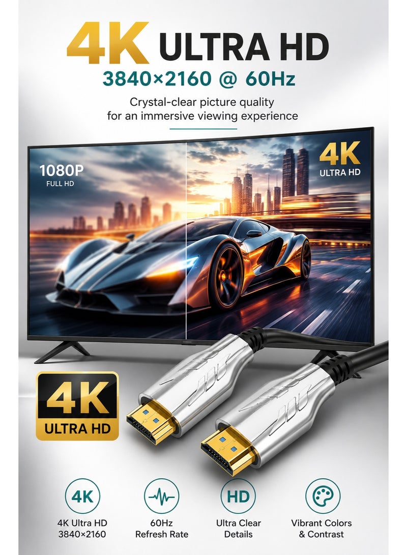 HD 4K HDR Active Fiber Optical Cable (AOC) HDMI 2.0 Cable 30M | 18Gbps High Speed | Ultra HD Video & Audio | Long Distance HDMI Cable for TV, Monitor, Projector, PC & Gaming Console - Image 4