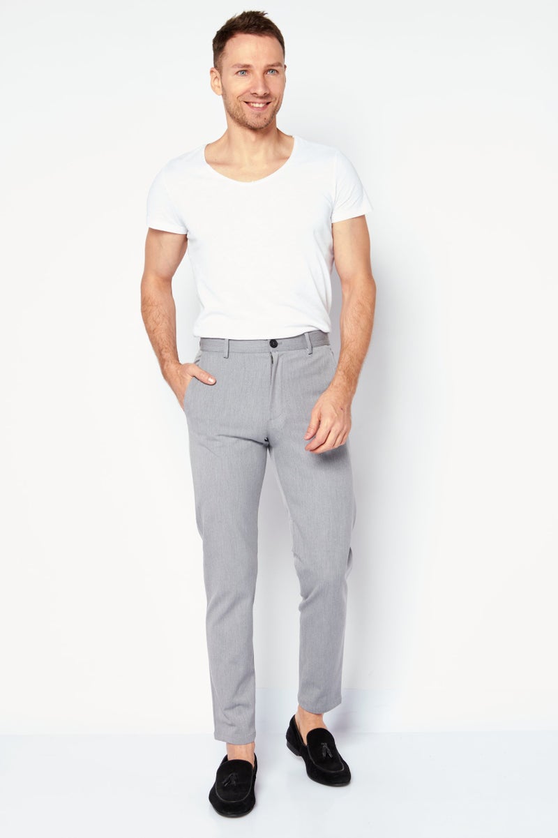 SELECTED بنطلون شينو سليم للرجال، رمادي - Image 2