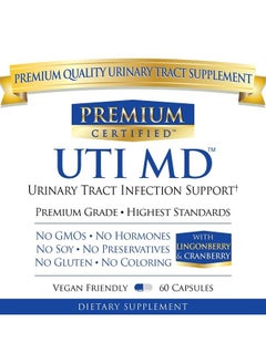 UTI MD - Maintain Healthy Urinary Function, Soothe Discomfort, Balance pH Levels - with D-Mannose, Cranberry and Lingonberry - Vegan Friendly - 60 Capsules