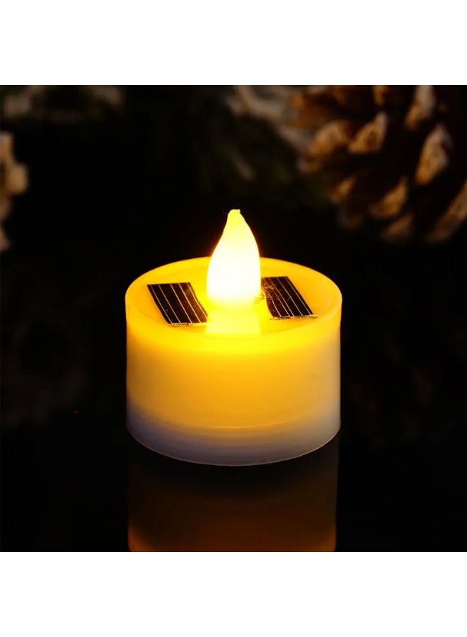 Solar Powered LED Tea Light Candles with Light Sensor, Waterproof, Warm White Flashing Effect - Image 4