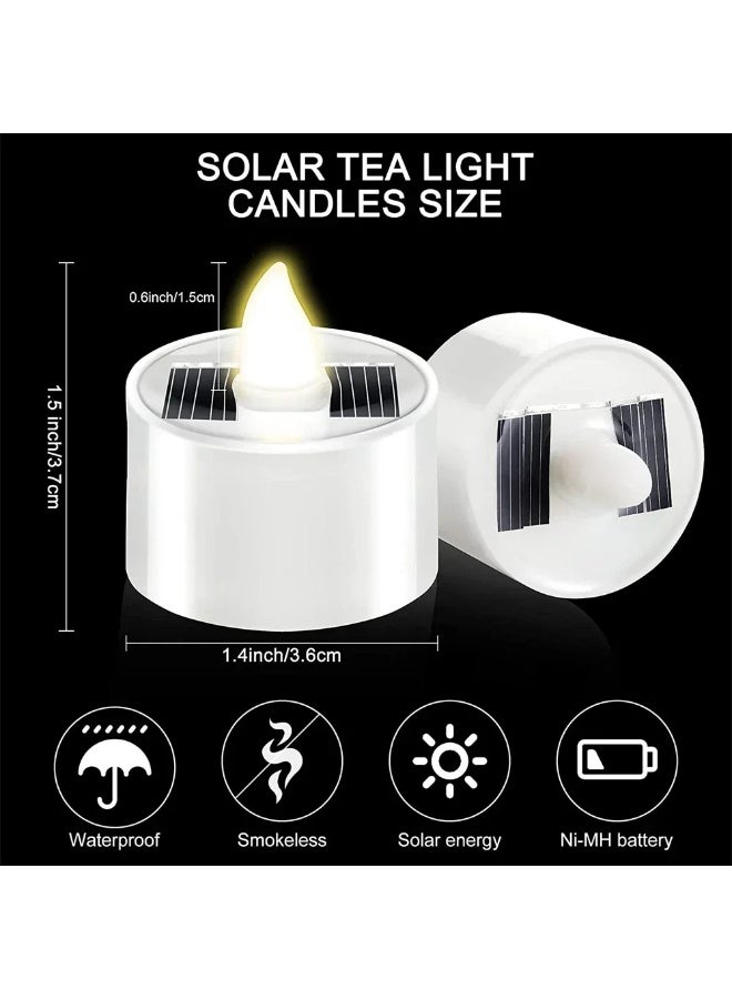 Solar Powered LED Tea Light Candles with Light Sensor, Waterproof, Warm White Flashing Effect - Image 3
