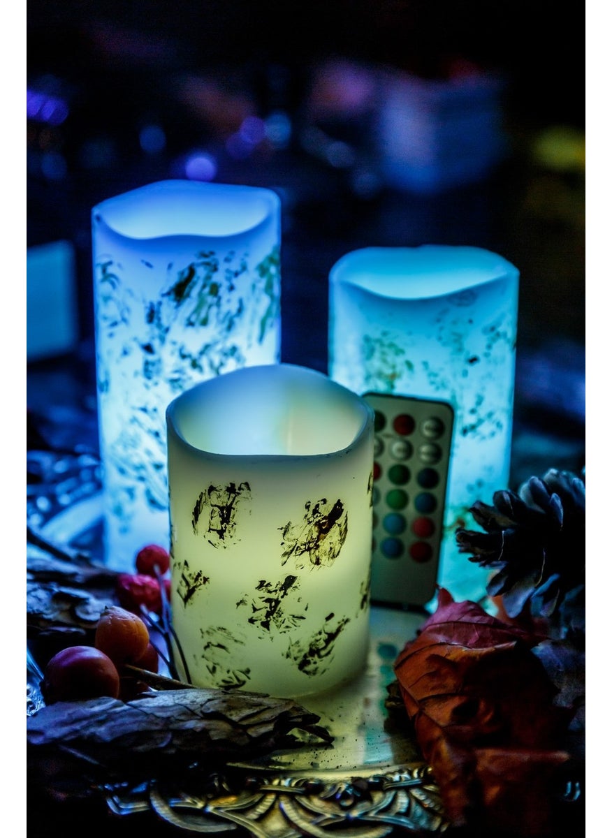 Arma House - 3-Piece Galaxy Color Changing Remote Control LED Candle Set - Image 1