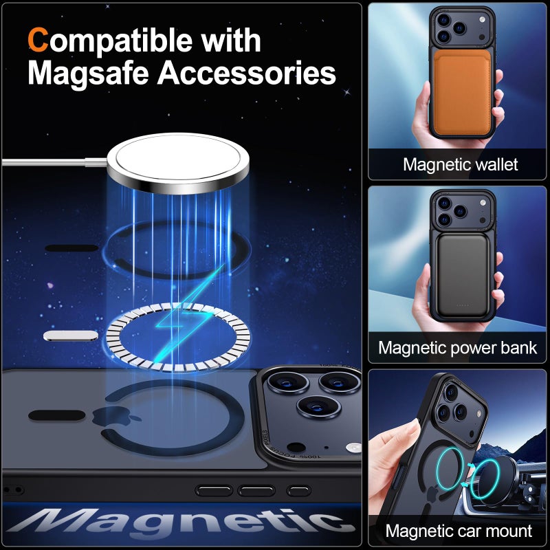 Hython Case for iPhone 17 Pro Max Case Magnetic Translucent Matte Phone Cases 6.9" [Compatible with MagSafe] Thin Slim Fit Shockproof Bumper Hard Protective Cover for Women Men Girls, Frosted Black - Image 3