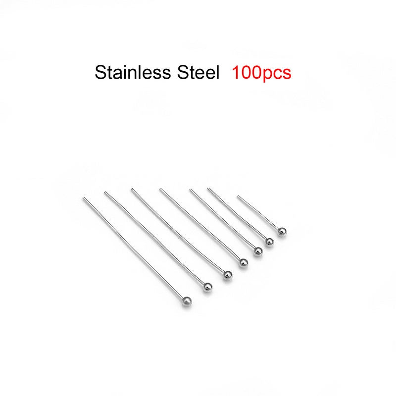 Stainless steel water plating real gold plating nine-character needle T-character needle ball needle accessories DIY handmade material 9-character needle wholesale Steel ball needle (100/bag) 
