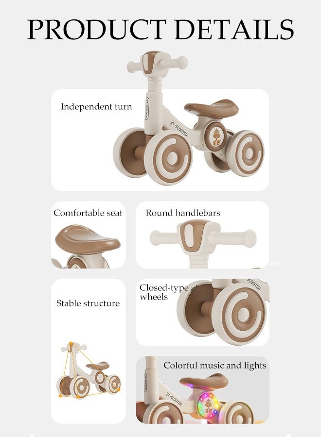 DUNISO Kids Balance Bike With 4 Wheels，Pedal Free Toddler Scooter,Indoor Outdoor Bicycle Toy Car ，Independent Limit Steering,Comfortable And Durable，Suitable For Children Aged 1 To 4 - Image 3