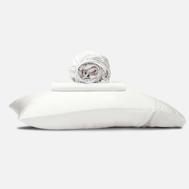 Gokotta Twin XL Size Size Sheets 3 Set 100 ٪ Rayon مشتقة من تبريد الخيزران للنوم الساخن - صفائح ناعمة تنفس عميقة 15 "" ورقة مزودة بأشرطة زاوية مرنة أبيض - Image 1