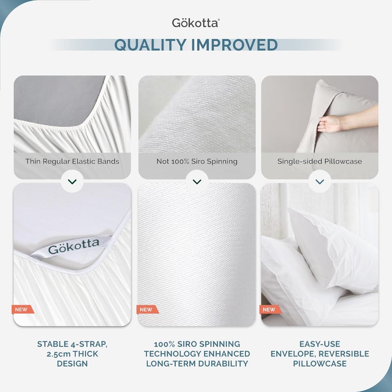Gokotta Twin XL Size Size Sheets 3 Set 100 ٪ Rayon مشتقة من تبريد الخيزران للنوم الساخن - صفائح ناعمة تنفس عميقة 15 "" ورقة مزودة بأشرطة زاوية مرنة أبيض - Image 3